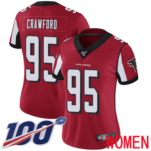 Atlanta Falcons Limited Red Women Jack Crawford Home Jersey NFL Football #95 100th Season Vapor Untouchable->women nfl jersey->Women Jersey